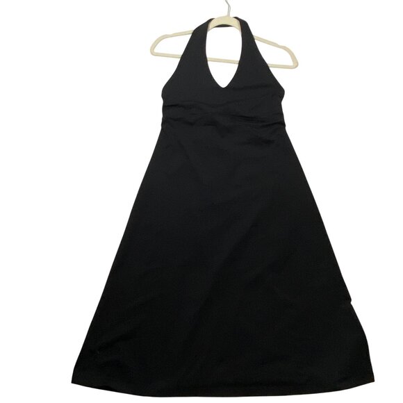 Patagonia Black Halter stretch Midi Dress Womens Size L outdoor active Gorpcore - Picture 4 of 8